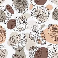Monstera Deliciosa Leaf with Abstract Shape Seamless Pattern. Perfect for Textile, Fabric, Background, Print