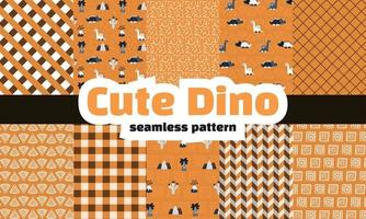 Collection of dinosaur seamless pattern. Premium vector