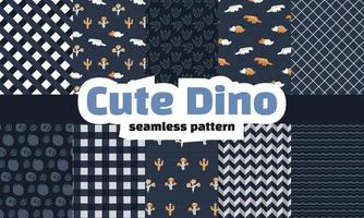 Collection of dinosaur seamless pattern. Premium vector