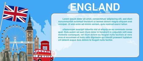 Inglaterra viajes hitos plantilla tarjeta banner vector