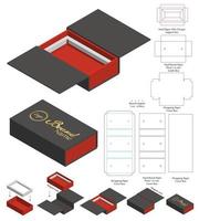 diseño de plantilla troquelada de embalaje de caja. Maqueta 3d vector