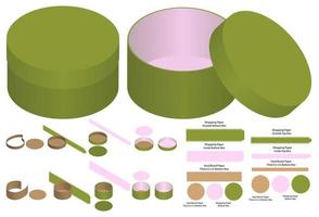 diseño de plantilla troquelada de embalaje de caja. Maqueta 3d vector