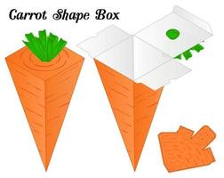 Diseño de plantilla troquelada de embalaje de caja de zanahoria. vector