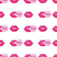 Seamless pattern of chewing gum with lips for the wedding or Valentine's Day. vector