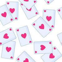 Seamless pattern of playing cards with heart for the wedding or Valentine's Day. vector