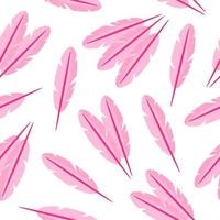 Seamless pattern of pink bird feathers for the wedding or Valentine's Day. vector