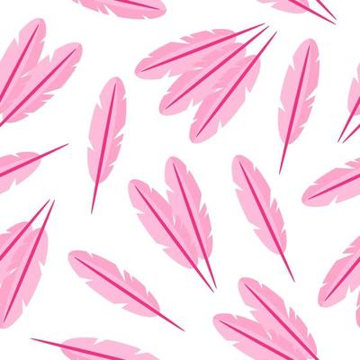 Seamless pattern of pink bird feathers for the wedding or Valentine's Day.