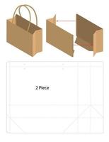 paper bag packaging die-cut and 3d bag mockup vector