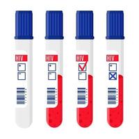 Vector cartoon illustrations set of test tubes with blood testing for HIV. December 1 is the World AIDS Day.