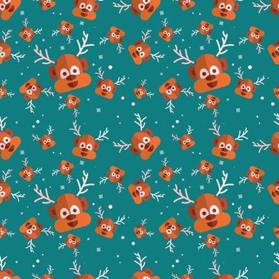 Cute Head Deer Christmas Pattern Vector Illustration