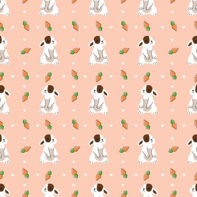 Cute Sad Rabbit Seamless Pattern Vector Illustration