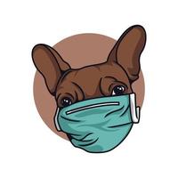 Chihuahua Wearing Mask for Healthcare Vector Illustration