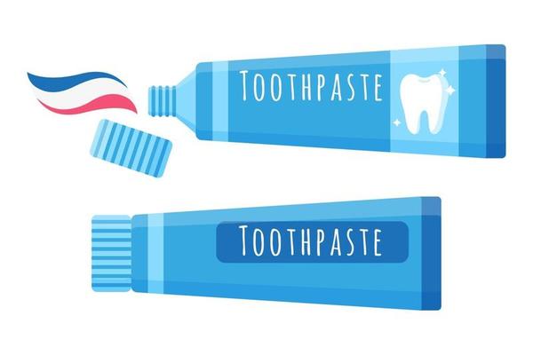 Vector cartoon illustration of toothpaste for oral care isolated on white background.