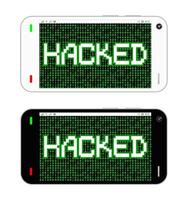 smartphone with hacked on screen vector