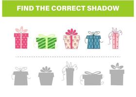 Find the correct shadow gift box activity template vector