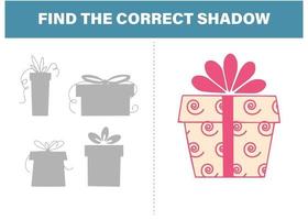 Find the correct shadow gift box activity template vector