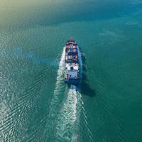 Aerial top view of Large container cargo ship photo