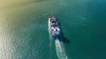 Aerial top view of Large container cargo ship photo