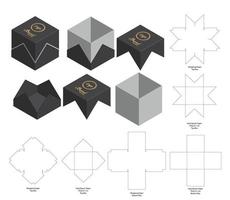 diseño de plantilla troquelada de embalaje de caja. Maqueta 3d vector