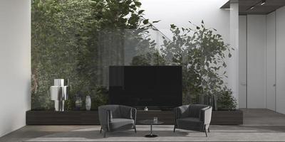 Entertainment center with plants photo