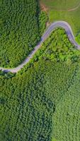 Vista aérea de la carretera rural en zona rural, vista desde drone foto