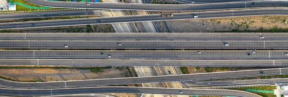 Aerial top view of highway photo