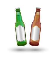 Botellas de cerveza verde y marrón sobre un fondo blanco. vector