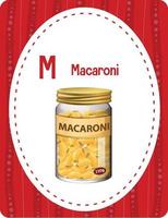 Alphabet flashcard with letter M for Macaroni vector