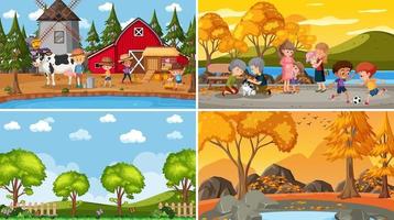 Set of different nature background scenes vector