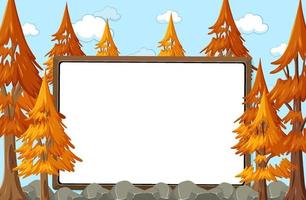 Empty board on sky background with many trees in autumn season vector