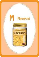 Alphabet flashcard with letter M for Macaroni vector