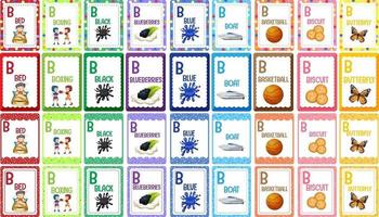 Letter B alphabet flashcard set vector