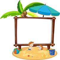 Tema de playa de verano con banner vacío aislado sobre fondo blanco. vector