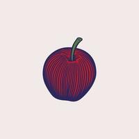 Mano de rama de manzana roja dibujar arte de boceto vintage aislado sobre fondo blanco. alimentos orgánicos saludables grabados en estilo retro. gráficos vectoriales para etiquetas, menús o ilustración de diseño de envases vector