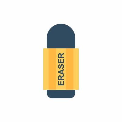 Eraser. Erasing elastic band. A rubber for education supplies isolated on white background. Stationery items shop product. Vector illustration in a simple flat style for design and web