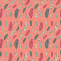 Bird feathers seamless pattern. Easter pattern with chicken feathers. Vector flat illustration. Design for textiles, packaging, wrappers, greeting cards, paper, printing.