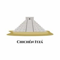 Chichén Itzá, el sitio arqueológico en el municipio de Tinum, Estado de Yucatán, México. pirámide maya de kukulcan el castillo. lugares de interés turístico de la ciudad, atracción turística. ilustración vectorial plana vector