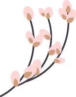 willow twigs. vector flat illustration