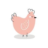 Cute chicken isolated on white background. Easter chicken. Design for Easter. Flat cartoon vector illustration