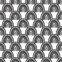 Boho rainbow black and white seamless pattern vector