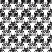 Boho rainbow black and white seamless pattern vector