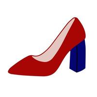 Fashionable Red women's high-heeled shoes.Vector flat illustration vector