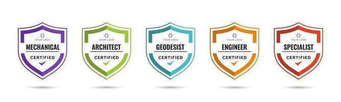 Set of company training badge certificates to determine based on criteria. Vector illustration certified logo design template.