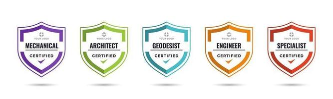 Set of company training badge certificates to determine based on criteria. Vector illustration certified logo design template.