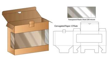 diseño de plantilla troquelada de embalaje de caja. Maqueta 3d vector