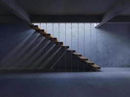 3d rendering image of stair with shadow on the wall
