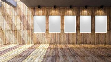 Wooden wall and floor, 3d rendering photo