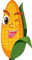 Cute corn cartoon character with face expression on white background vector