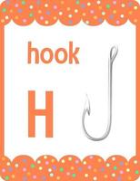 Alphabet flashcard with letter H for Hook vector