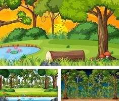 Set of different forest horizontal scenes vector